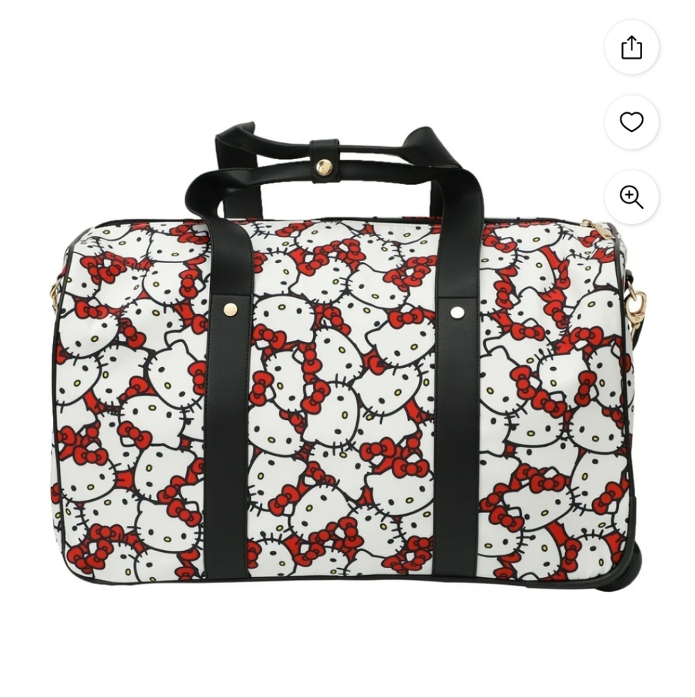 🖤❤️NEW Hello Kitty Allover Print 18-Inch Wheeled Rolling Duffel Bag🖤❤️